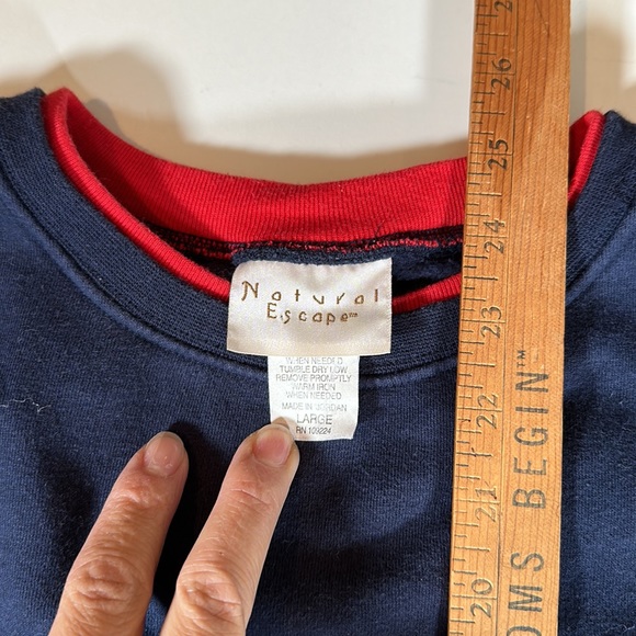 unisex Natural escape CrewNeck Sweatshirt Teddy Bears Navy Blue sz L - Picture 3 of 5